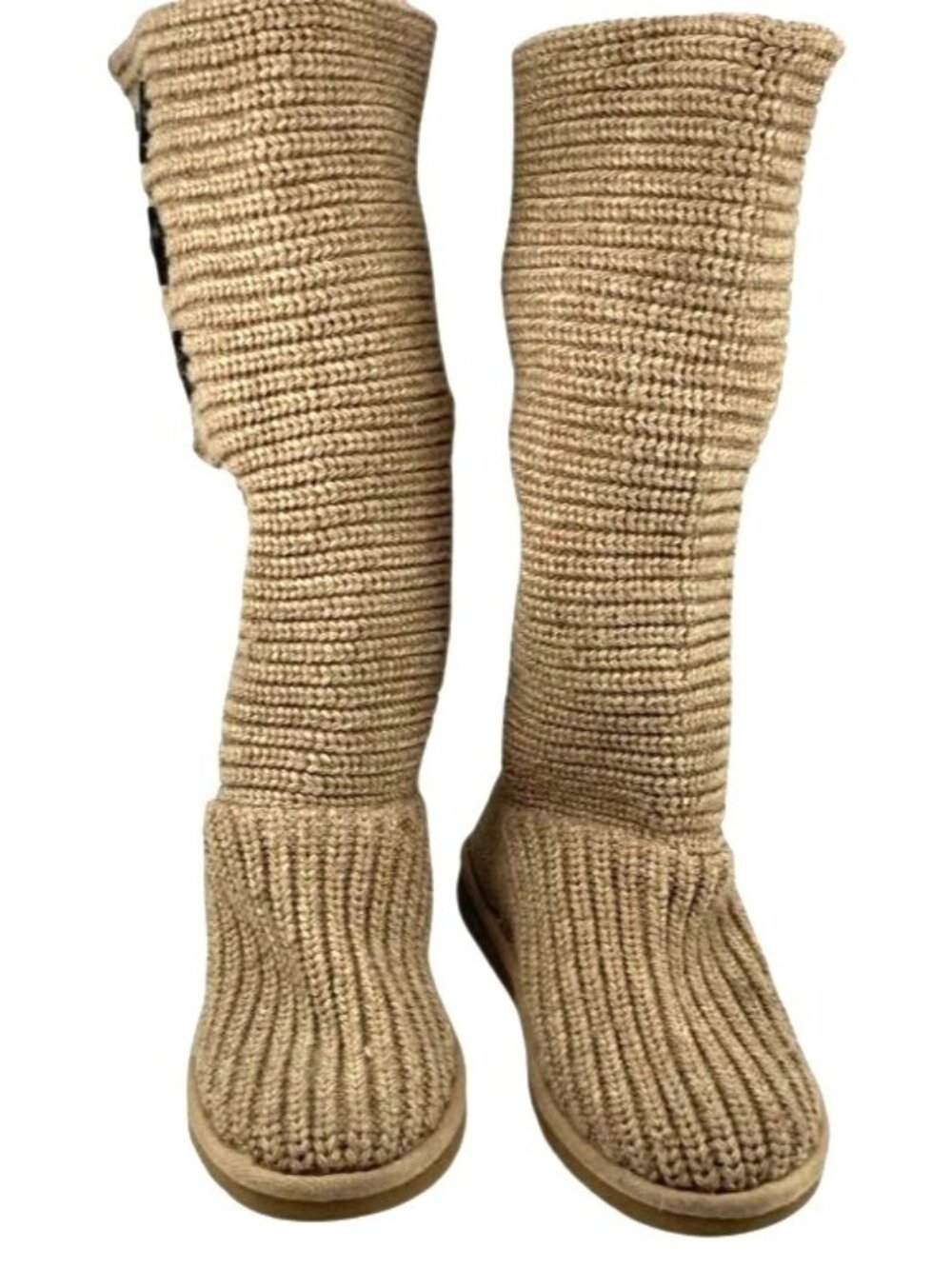 Ugg Classic Cardy Light Brown Knitted Slip-On Boots Women's SZ 6